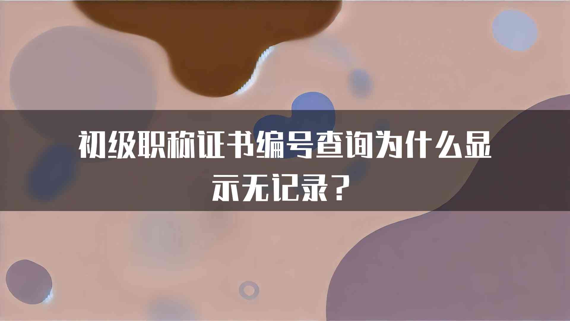 初级职称证书编号查询为什么显示无记录？