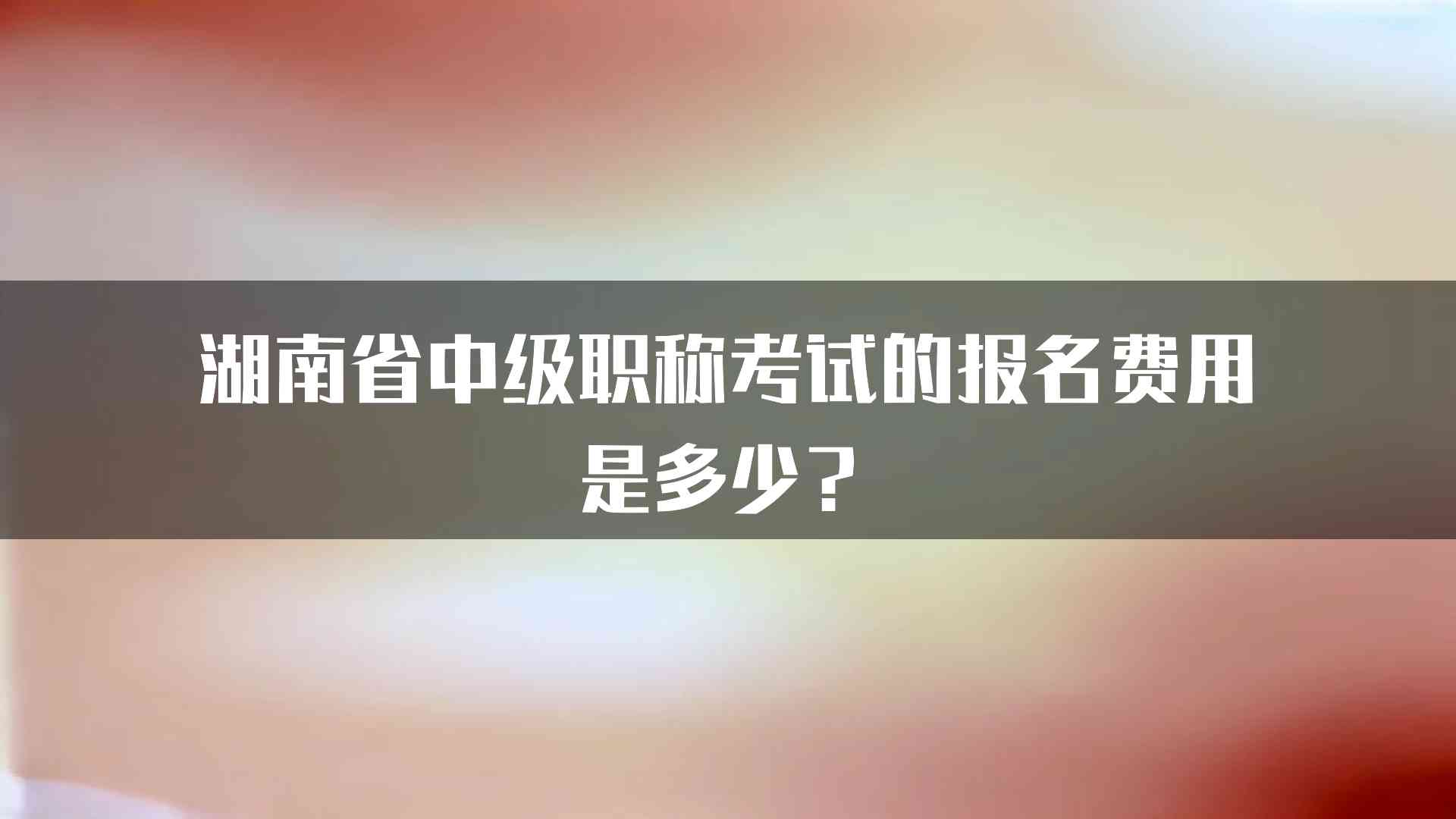 湖南省中级职称考试的报名费用是多少？