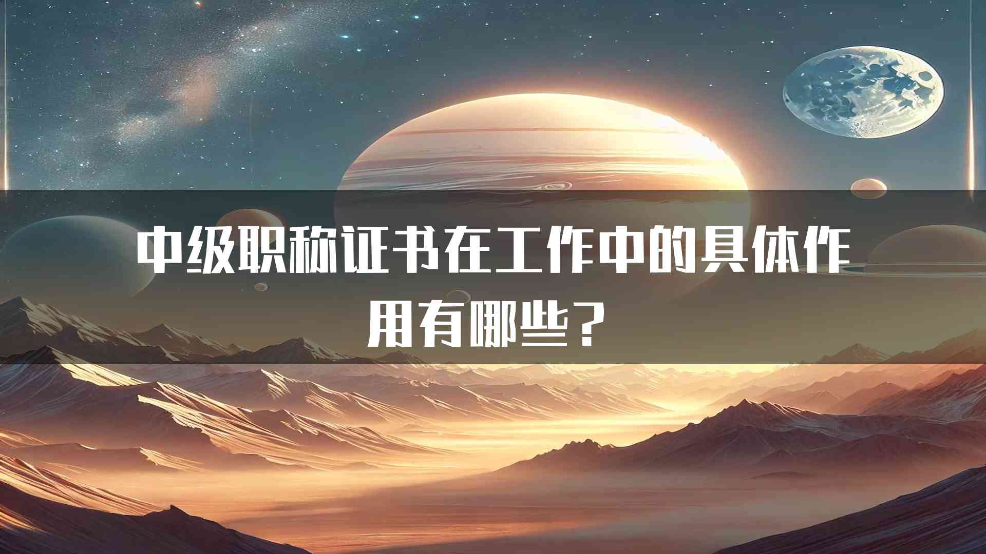 中级职称证书在工作中的具体作用有哪些？