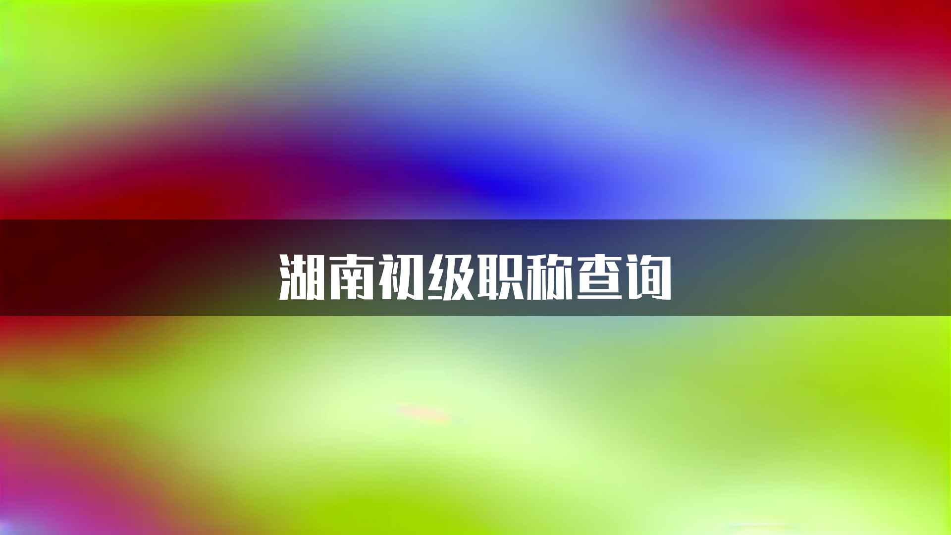 湖南初级职称查询