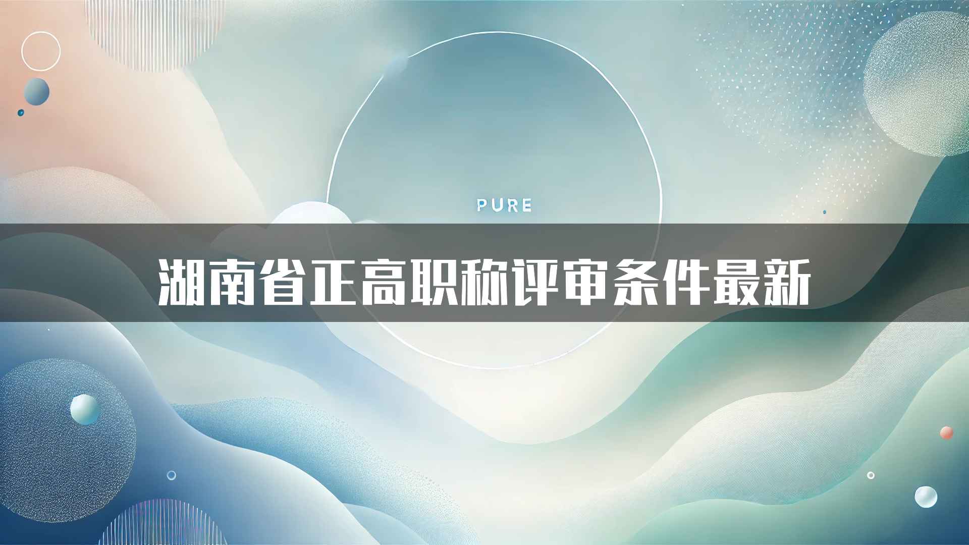 湖南省正高职称评审条件最新