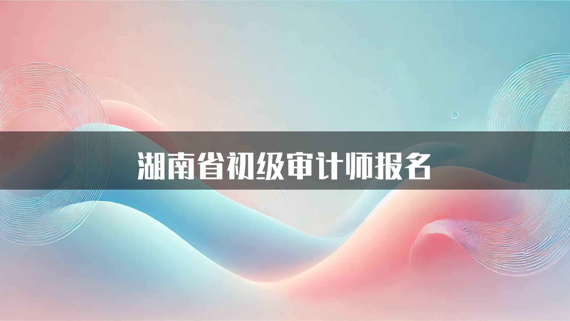 湖南省初级审计师报名