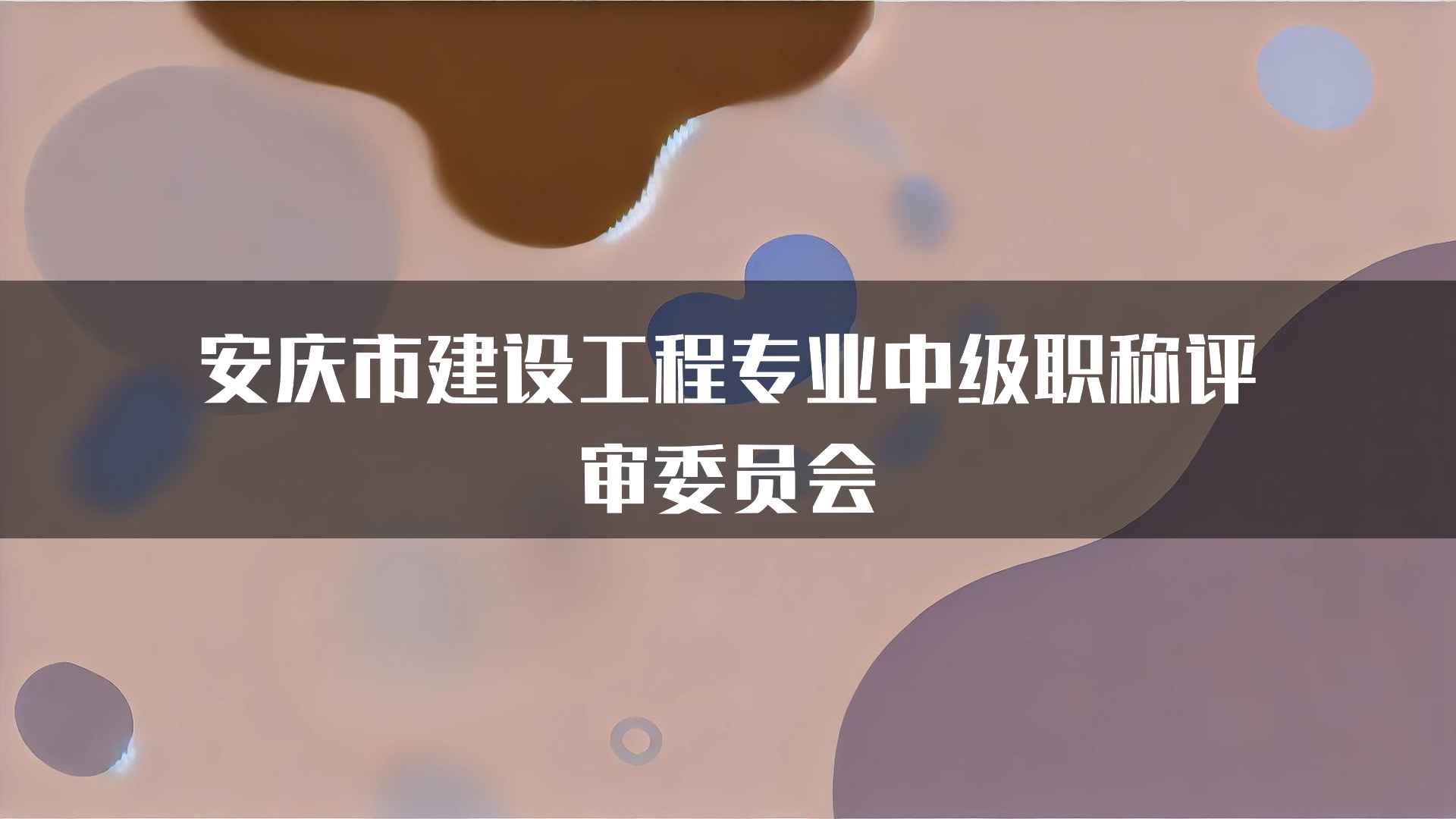 安庆市建设工程专业中级职称评审委员会