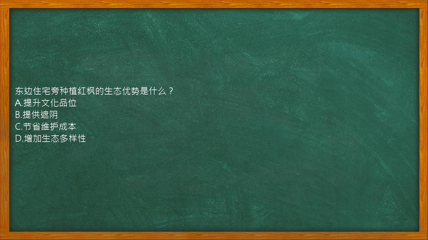 东边住宅旁种植红枫的生态优势是什么？