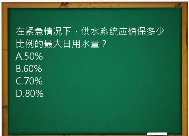 在紧急情况下，供水系统应确保多少比例的最大日用水量？