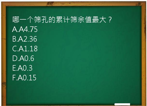 哪一个筛孔的累计筛余值最大？