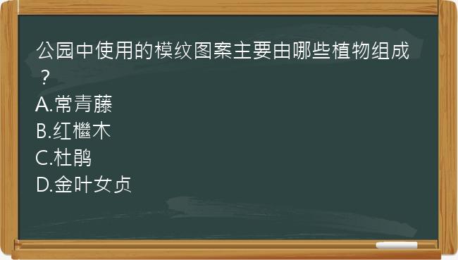 公园中使用的模纹图案主要由哪些植物组成？