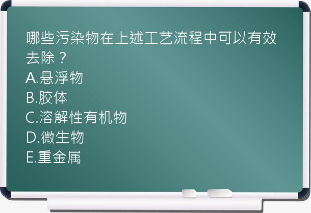 哪些污染物在上述工艺流程中可以有效去除？