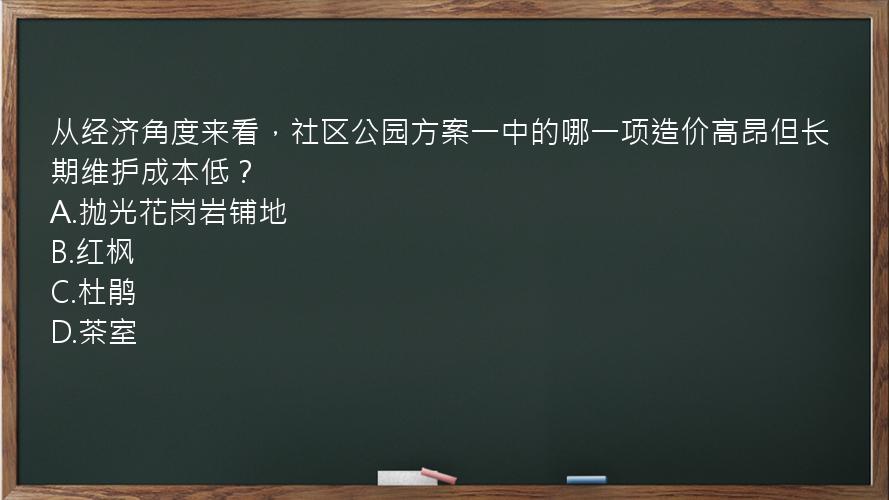 从经济角度来看，社区公园方案一中的哪一项造价高昂但长期维护成本低？