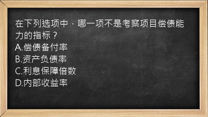 在下列选项中，哪一项不是考察项目偿债能力的指标？