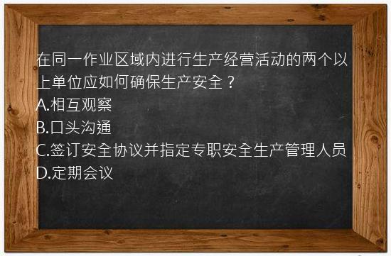 在同一作业区域内进行生产经营活动的两个以上单位应如何确保生产安全？