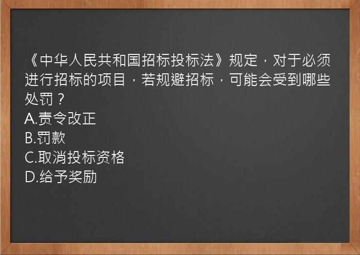 《中华人民共和国招标投标法》规定，对于必须进行招标的项目，若规避招标，可能会受到哪些处罚？