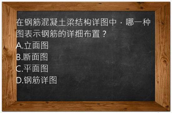 在钢筋混凝土梁结构详图中，哪一种图表示钢筋的详细布置？