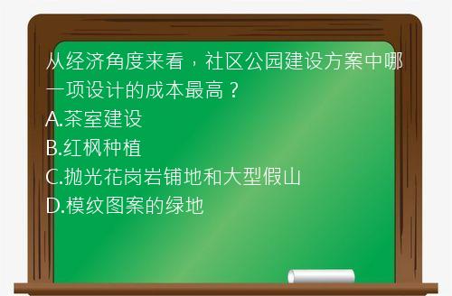 从经济角度来看，社区公园建设方案中哪一项设计的成本最高？