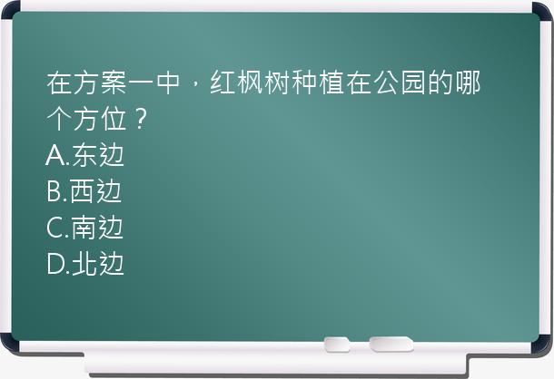 在方案一中，红枫树种植在公园的哪个方位？