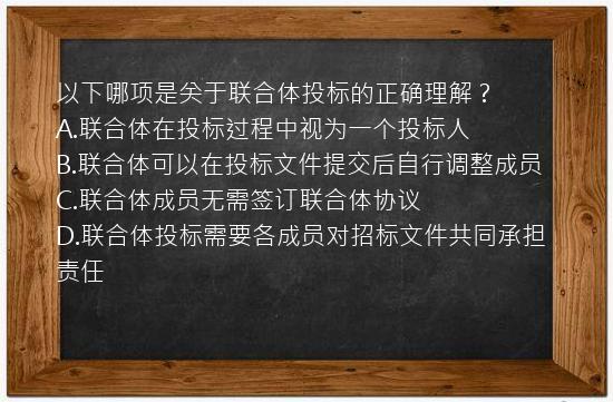 以下哪项是关于联合体投标的正确理解？