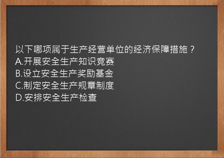 以下哪项属于生产经营单位的经济保障措施？