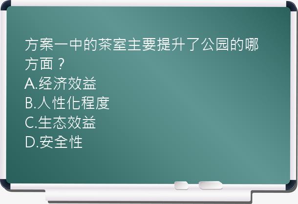 方案一中的茶室主要提升了公园的哪方面？