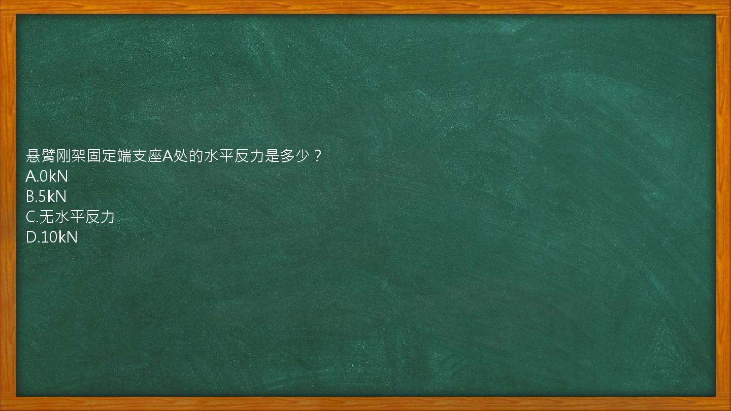 悬臂刚架固定端支座A处的水平反力是多少？