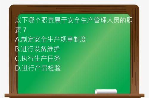 以下哪个职责属于安全生产管理人员的职责？