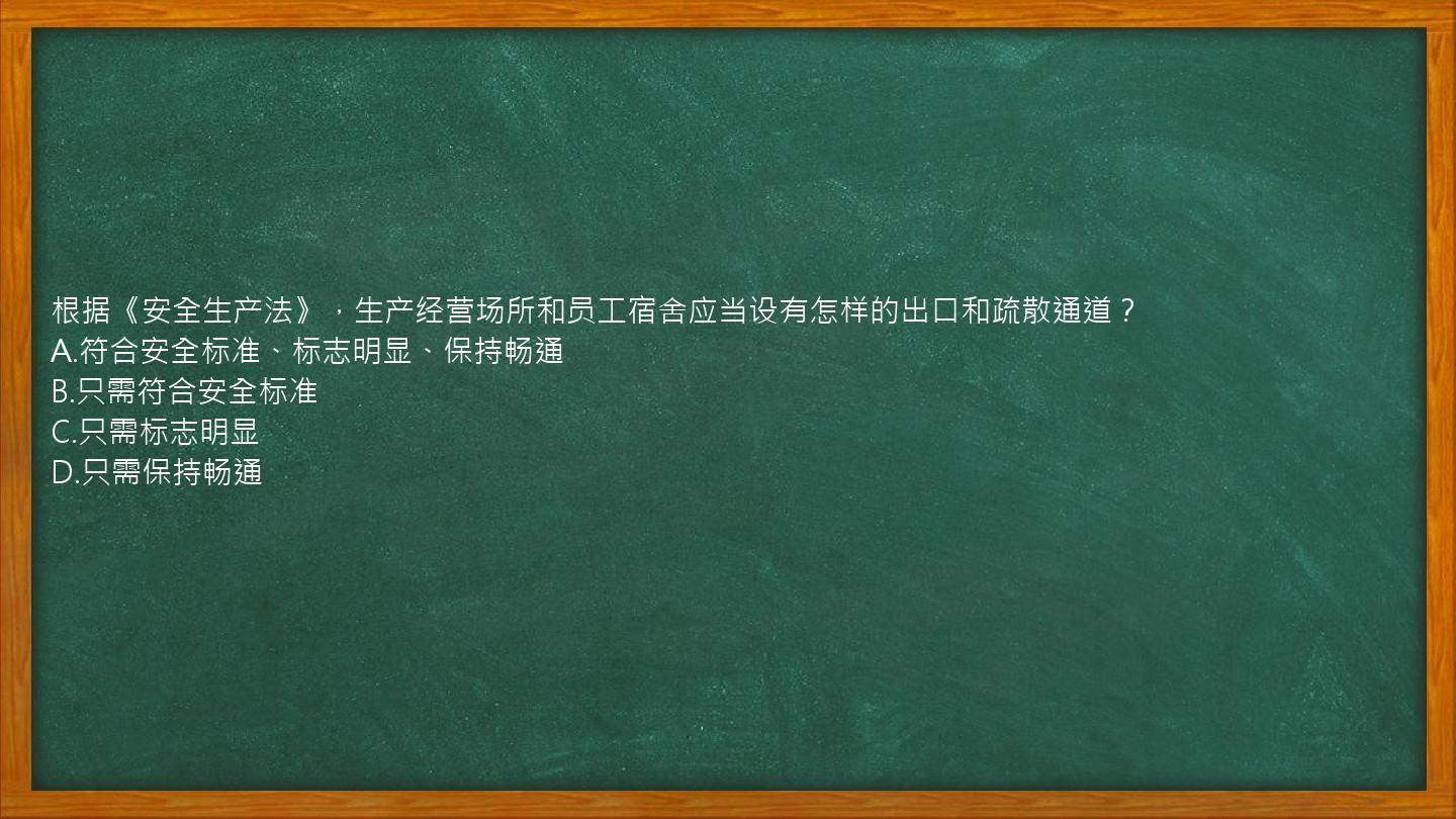 根据《安全生产法》，生产经营场所和员工宿舍应当设有怎样的出口和疏散通道？