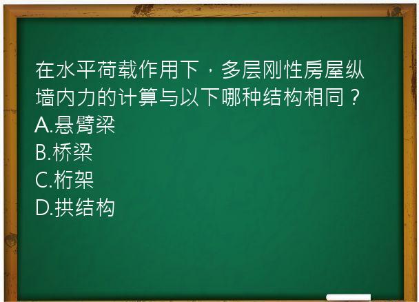 在水平荷载作用下，多层刚性房屋纵墙内力的计算与以下哪种结构相同？