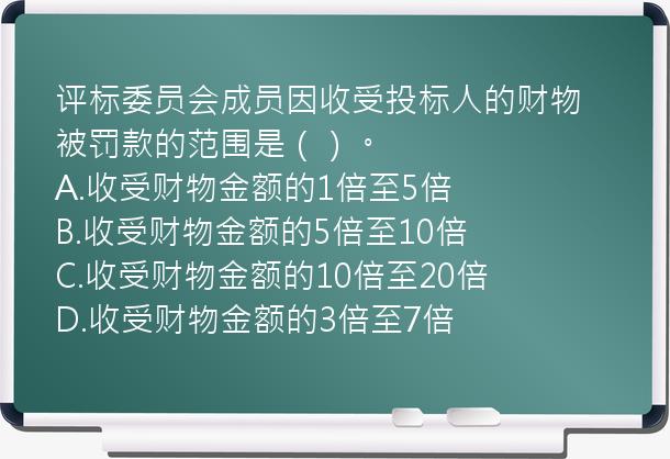 评标委员会成员因收受投标人的财物被罚款的范围是（）。