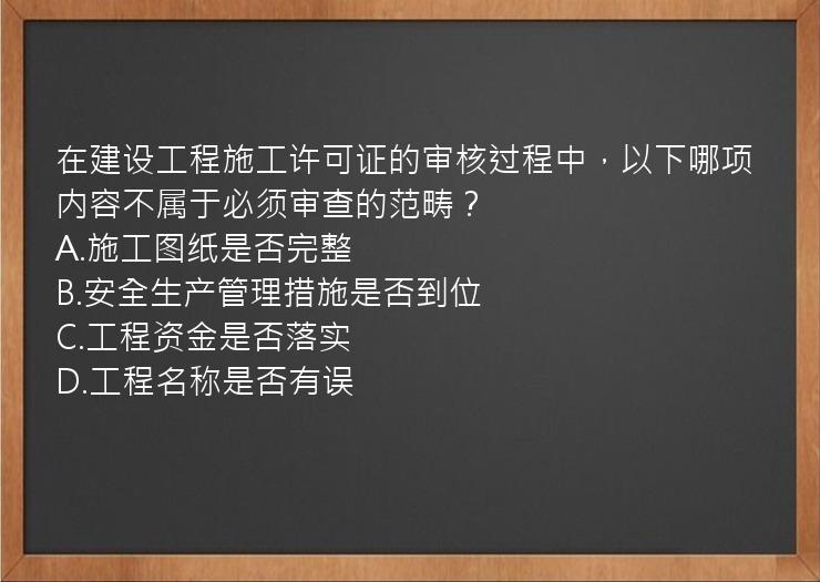 在建设工程施工许可证的审核过程中，以下哪项内容不属于必须审查的范畴？