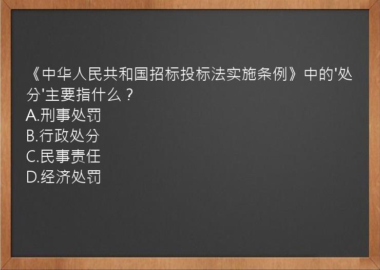 《中华人民共和国招标投标法实施条例》中的'处分'主要指什么？