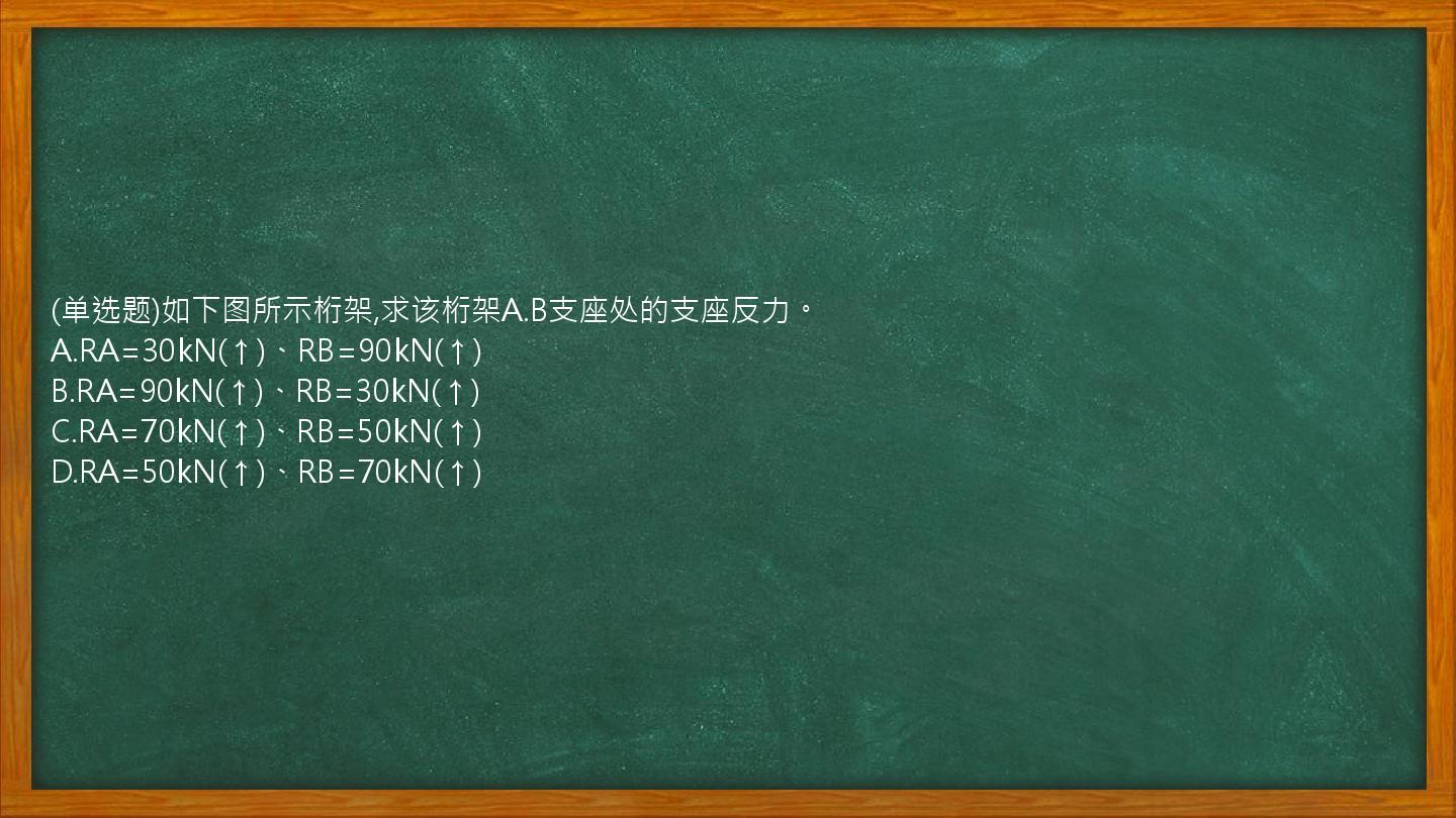 (单选题)如下图所示桁架,求该桁架A.B支座处的支座反力。