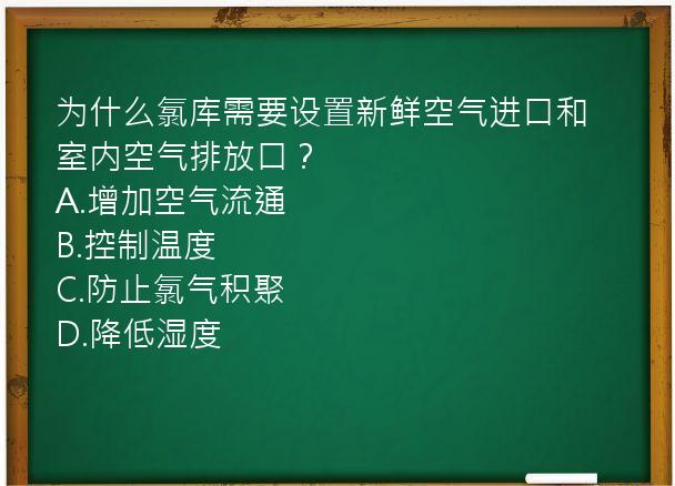 为什么氯库需要设置新鲜空气进口和室内空气排放口？