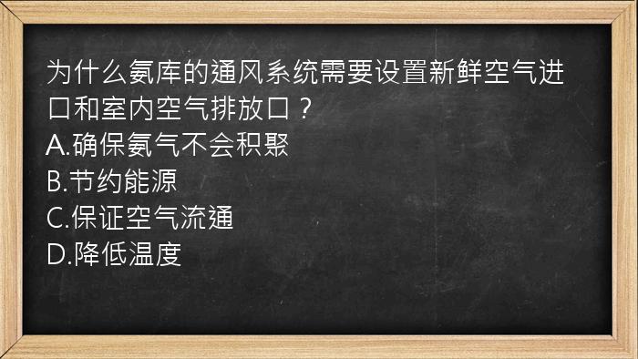 为什么氨库的通风系统需要设置新鲜空气进口和室内空气排放口？