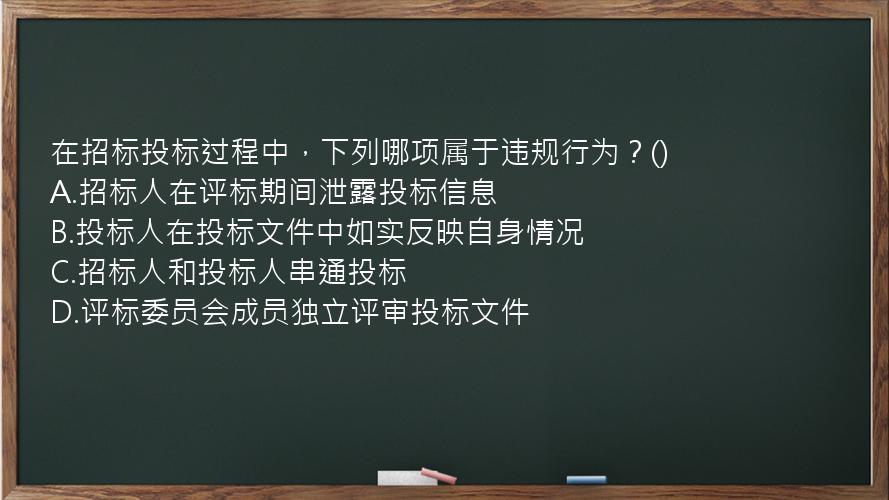 在招标投标过程中，下列哪项属于违规行为？()