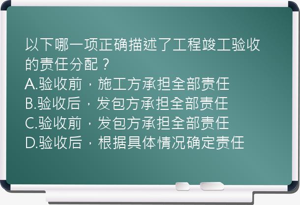 以下哪一项正确描述了工程竣工验收的责任分配？