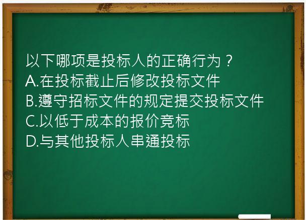 以下哪项是投标人的正确行为？