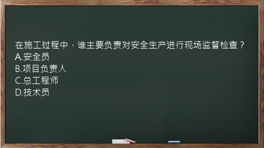 在施工过程中，谁主要负责对安全生产进行现场监督检查？