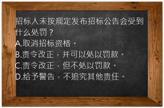 招标人未按规定发布招标公告会受到什么处罚？