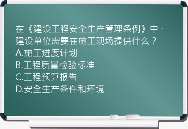 在《建设工程安全生产管理条例》中，建设单位需要在施工现场提供什么？