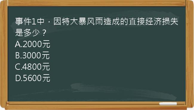 事件1中，因特大暴风雨造成的直接经济损失是多少？