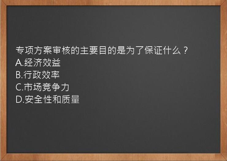 专项方案审核的主要目的是为了保证什么？