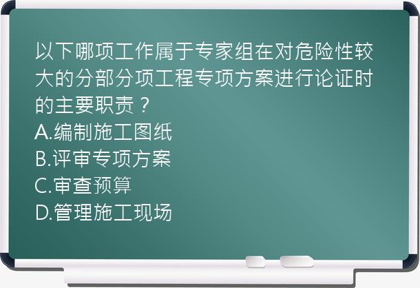 以下哪项工作属于专家组在对危险性较大的分部分项工程专项方案进行论证时的主要职责？