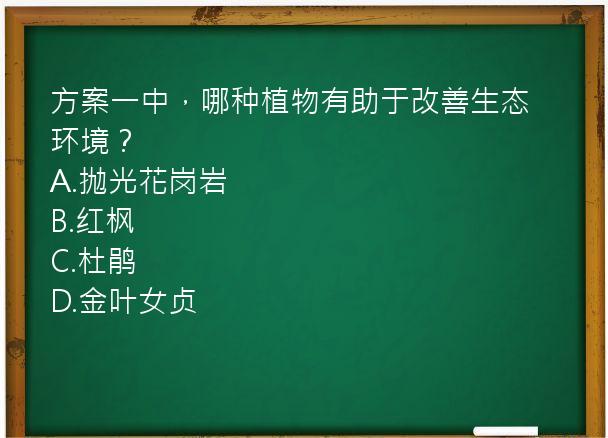 方案一中，哪种植物有助于改善生态环境？