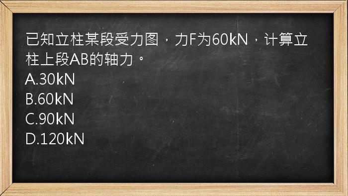 已知立柱某段受力图，力F为60kN，计算立柱上段AB的轴力。