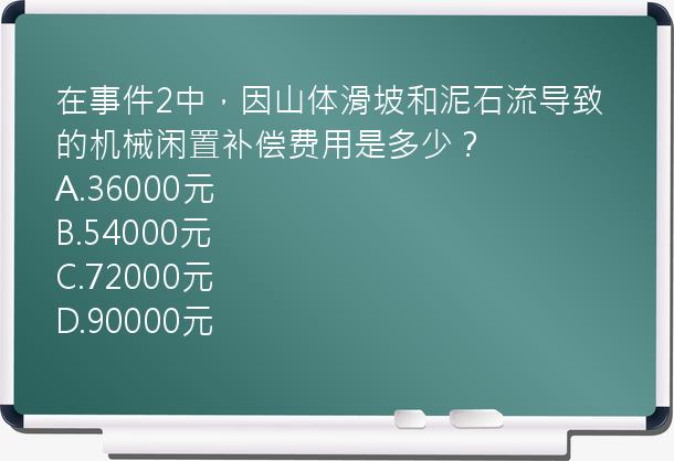 在事件2中，因山体滑坡和泥石流导致的机械闲置补偿费用是多少？