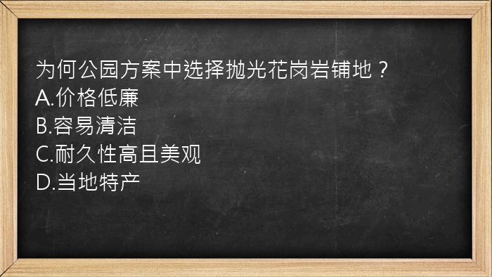 为何公园方案中选择抛光花岗岩铺地？