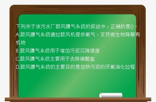 下列关于该污水厂鼓风曝气系统的叙述中，正确的是()。