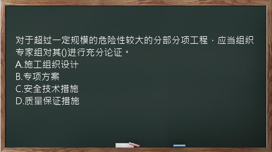 对于超过一定规模的危险性较大的分部分项工程，应当组织专家组对其()进行充分论证。