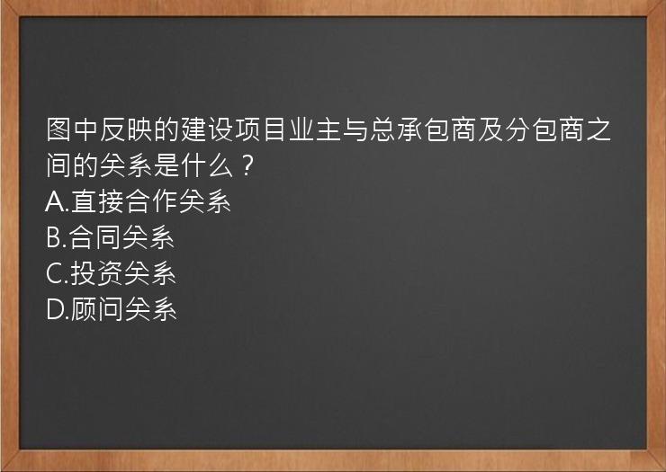 图中反映的建设项目业主与总承包商及分包商之间的关系是什么？