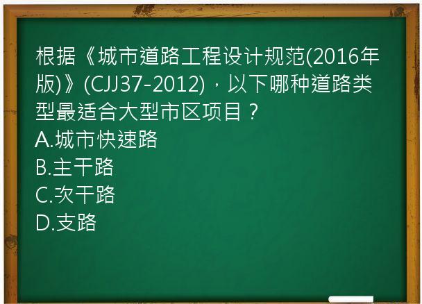 根据《城市道路工程设计规范(2016年版)》(CJJ37-2012)，以下哪种道路类型最适合大型市区项目？