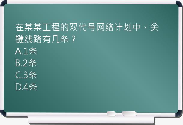 在某某工程的双代号网络计划中，关键线路有几条？